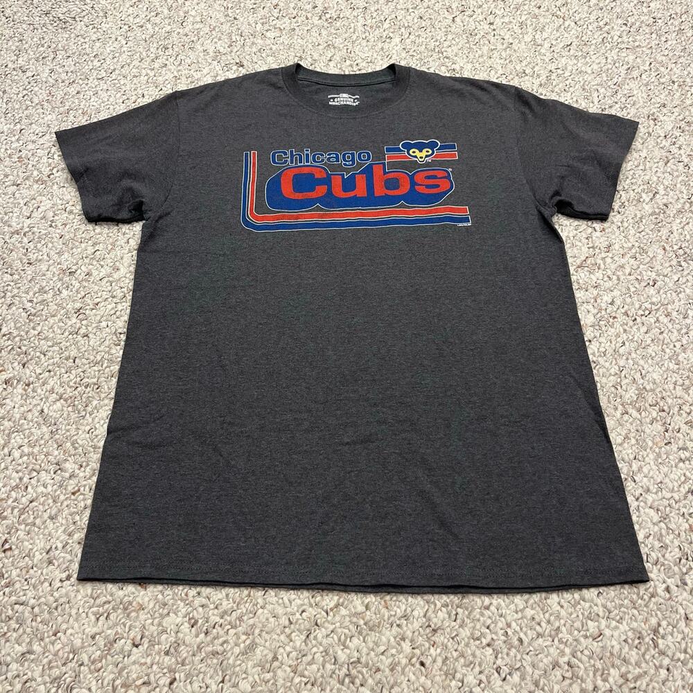 MLB Chicago Cubs Short Sleeve T-Shirt M Mens Gray Baseball Casusla Sportswear